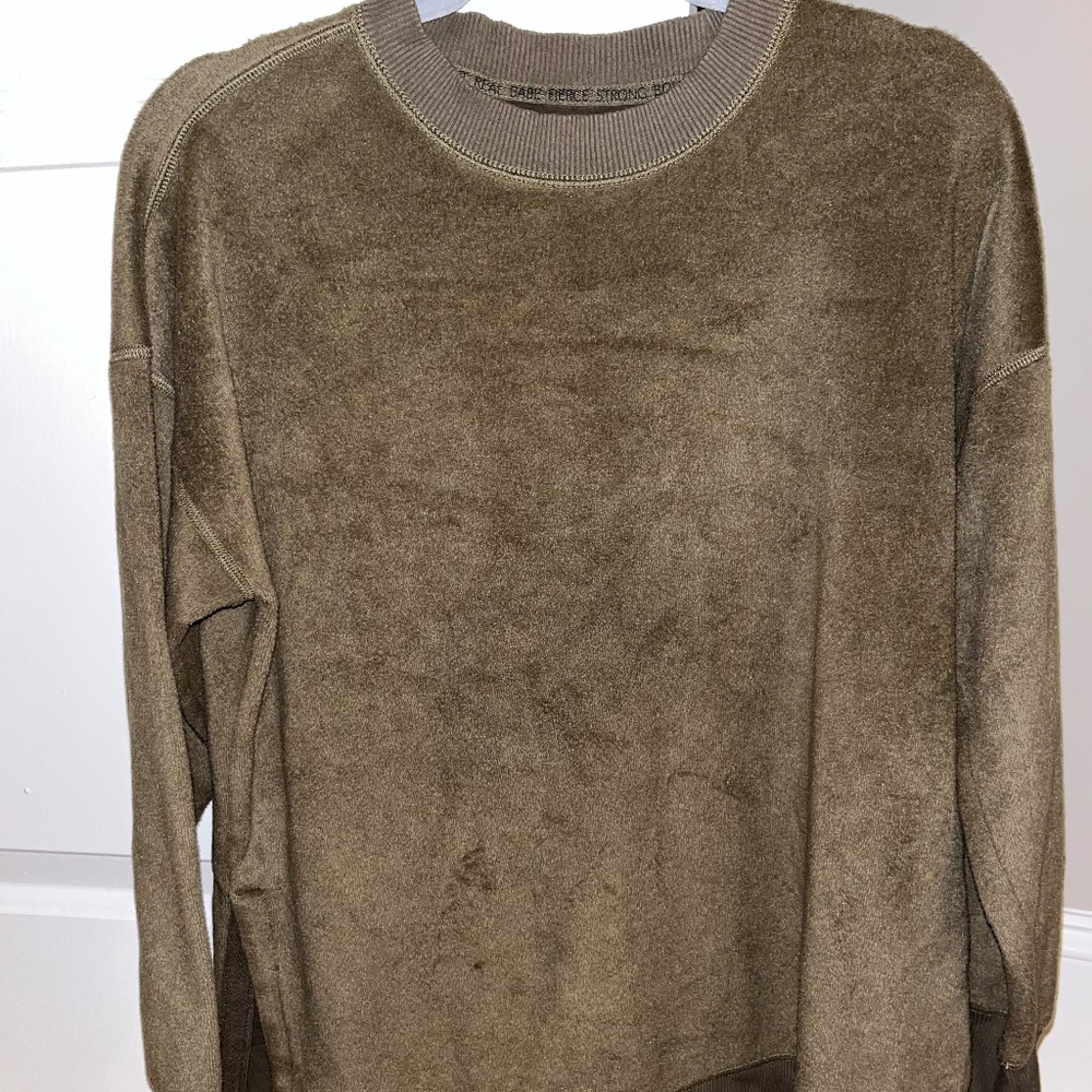 Small Olive Green Soft Fleece Crewneck